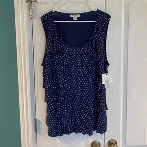 Liz Claiborne Navy layered tank NWT 3x